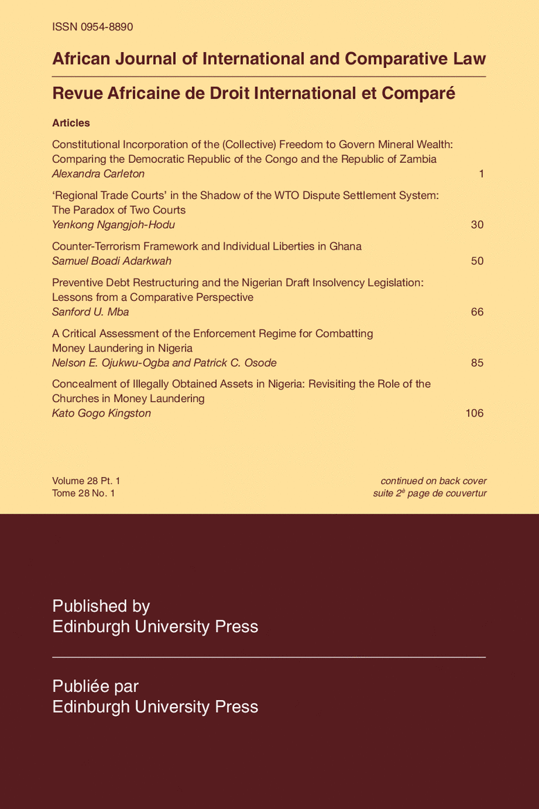 African Journal of International and Comparative Law - Volume 28, Issue 1, February, 2020