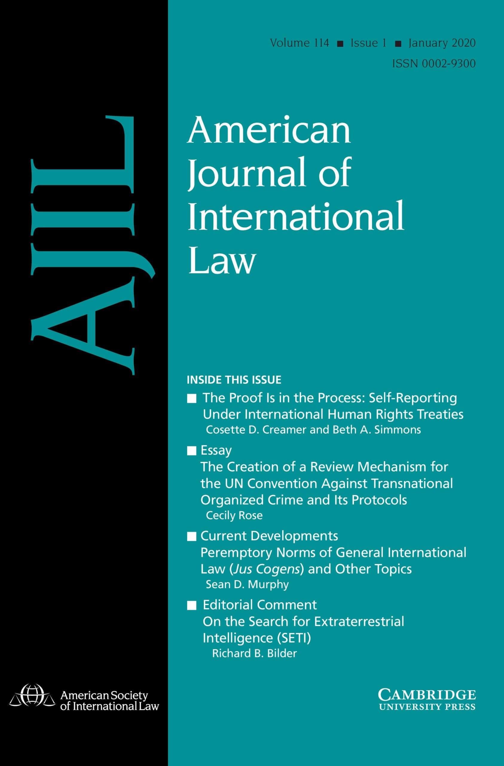 American Journal of International Law - Volume 114 - Issue 1 - January 2020