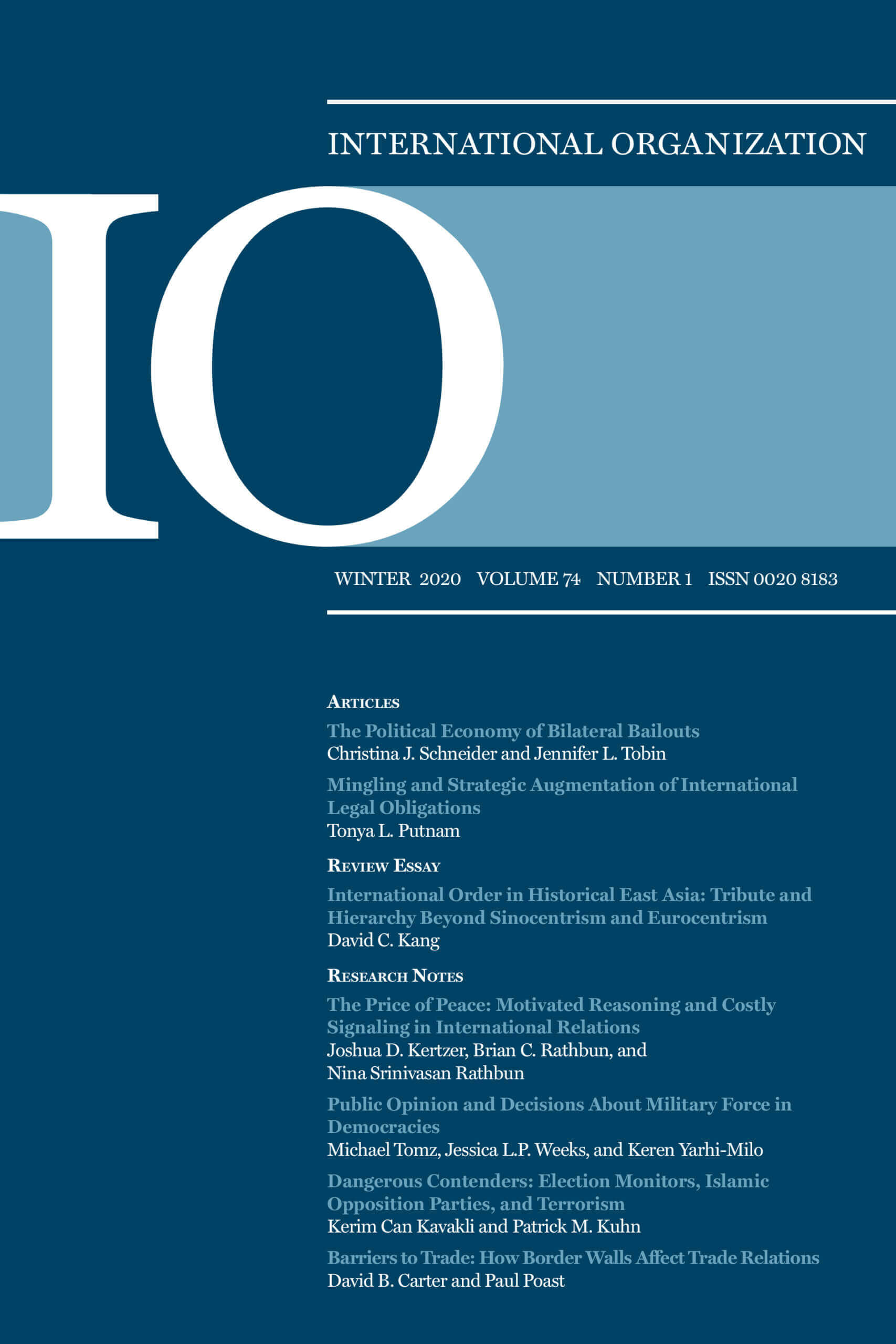 International Organization - Volume 74 - Issue 1 - Winter 2020